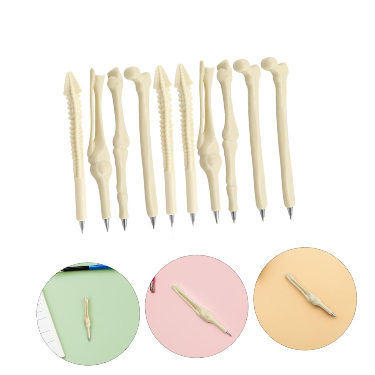 Housoutil 60 Pièces Lot de Stylos à Bille Créatifs Forme Dos Stylo Original pour de Santé Étudiants et Bureau Plastique Solide Confortable à Écrire Couleur Aléatoire