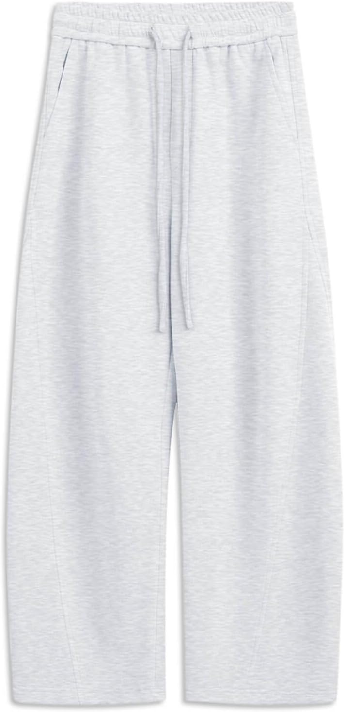 Womens Barrel Sweatpants Fleece Lined Wide Leg Sweat Pants Cotton Elastic Waisted Trousers with Pockets - Image 5