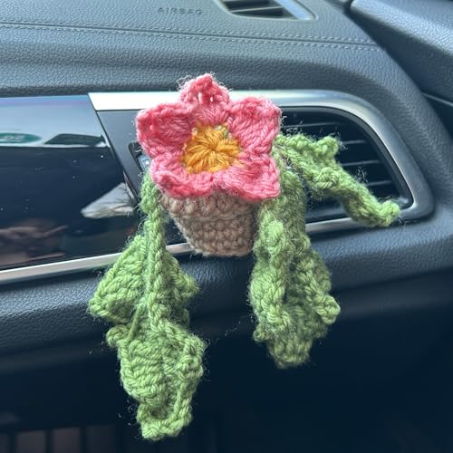 Image of Crochet flower Car Vent Clips,Car Air Freshener Vent Clip,Car Accessories Interior Aesthetic Car Accessories Gifts for Women Girls