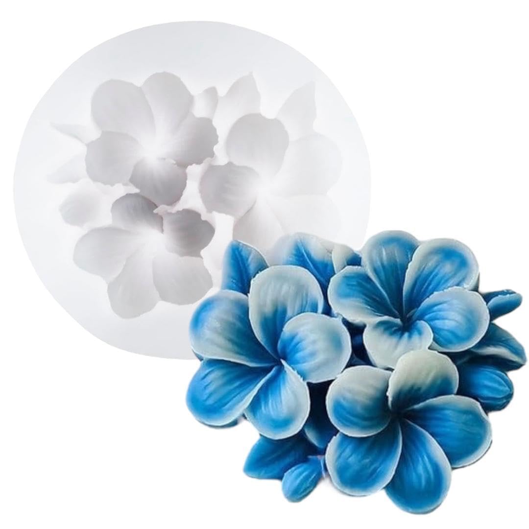UKIYO international® - Plumeria Flower Mould Silicone for Candle Making Molds Frangipani Flowers Moulds Cake Decoration Mold Resin Art Floral Fondant Topping Floating