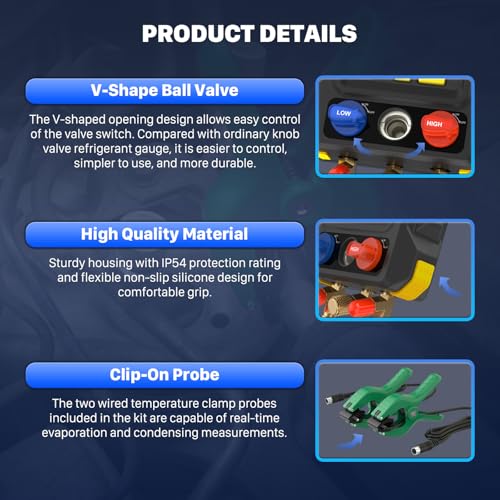 Manómetro digital HVAC con colector electrónico AUTOOL LM150 de alta precisión 6