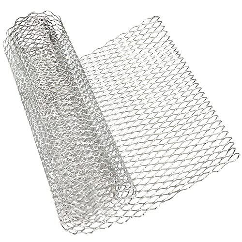 Modengzhe 40 x 13 inch Car Grill Mesh Sheet, Silver Colored Aluminum Alloy Multifunctional Grille Mesh Roll, 11 x 25 mm Hexagon-Shape Grids