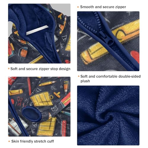 Blackboard Notebooks Pens Girls Fleece Jacket Girls Fall Jacket Boys Coats Zip Up Hoodie Children Sherpa Warm Outerwear 2-10T3