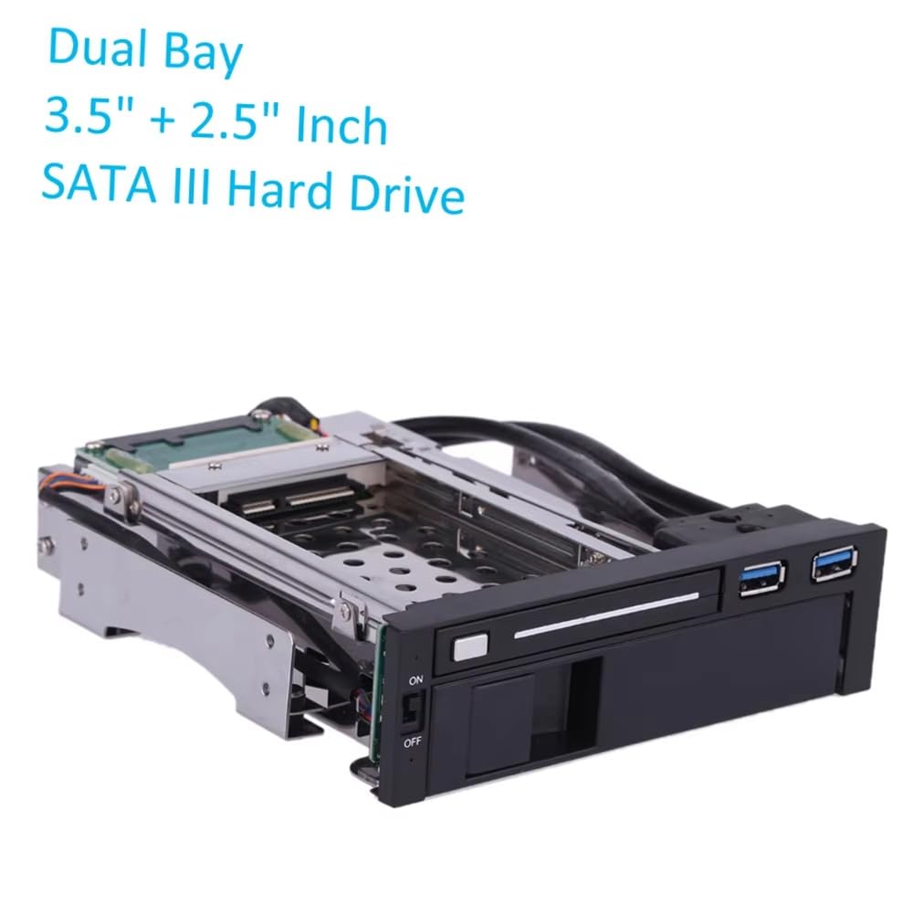 Bahía de Disco Duro HDD y SSD SATA III de 3.5 Pulgadas y 2.5 Pulgadas de Doble Bahía con Disco Duro Extraíble Incorporado y USB 3.0 Intercambiable en Caliente.