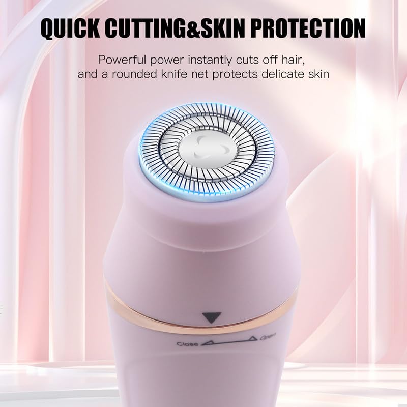 Solimpia HT-518 lady grooming kit 7-in-1 painless body shaver facials, eyebrows, ear-naches trimmer exfoliating heads, body, legs, bikini, underarms, arms, IPX5 waterproof, suitable for pink.