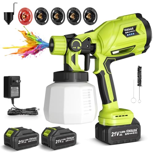 VOERJIA 21V Akku Farbsprühsystem, HVLP Lackpistole mit 2×4.0Ah...