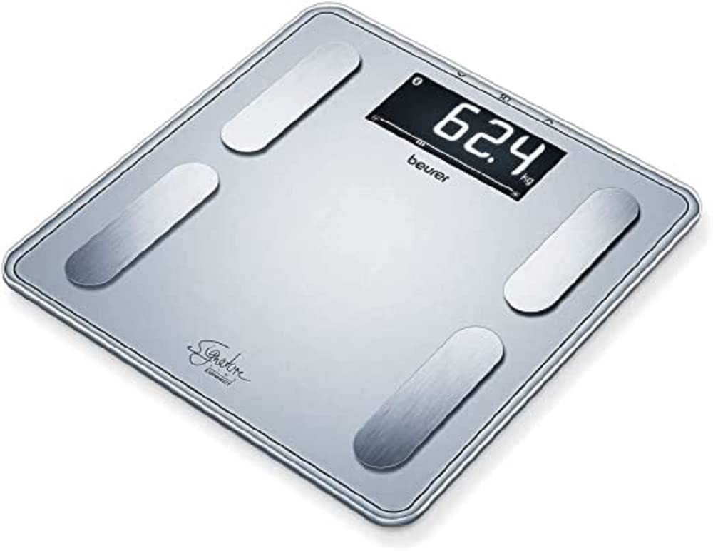 BeurerBF 405 Diagnostic Scale, Precise Body Analysis for up to 8 People, Body Fat Measurement, with Illuminated XL Display, Load Capacity up to 200 kg, Includes App Connection
