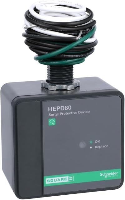 Schneider Electric HEPD80C Whole House Surge Home Electronics Protective Device, Grey