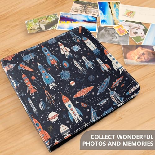 Álbum de Fotos Space Rockets Autoadhesivo 3x5 4x6 5x7 6x8 DIY Scrapbook 3 Anillos 20 Páginas en Blanco Álbum Magnético miniatura 5