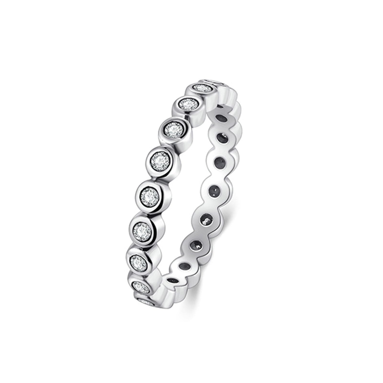 Anillo de mujer de oro blanco 585, talla redonda, moissanita, anillos para mujer, anillos de oro 45 (14,3) 62 (19,7), estilo A389
