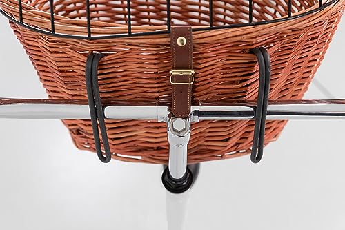 TRIXIE Hundekorb für das Fahrrad vorne bis 5 kg 44 × 48 × 33 cm - gewobener Hundefahrradkorb für den Lenker - in schicker Weidenoptik mit Kunststoff Gitter, 2806