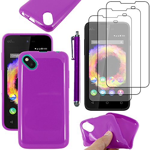 ebestStar - Coque pour Wiko Sunny 1 (2016) et Sunset 2 (2015), Etui Protection Silicone Antichoc, Souple Slim + Stylet + 3 Films d'écran, Violet