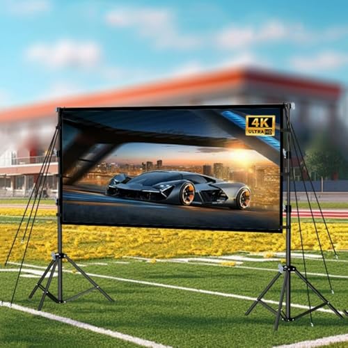 Pantalla para proyector al aire libre con bolsa de transporte y correa ajustable 150 pulgadas 16:9 4K HD sin arrugas para noche de cine en el patio trasero (72 pulgadas L 200 x A 105 cm) miniatura 2