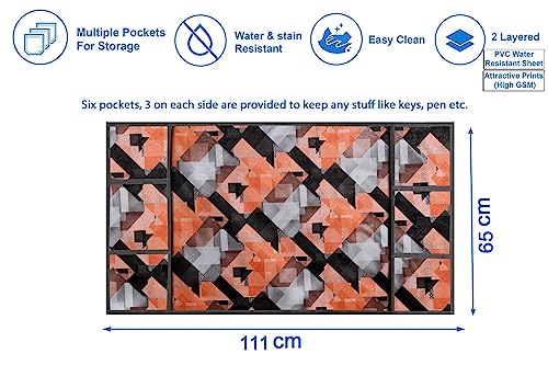 Image of Stylista Refridgerator top Cover Suitable for Samsung RT28C3452CU /HL, 236 Liter Fridge, Dimension (WXD) 65x111 CM, Chekered Pattern Orange