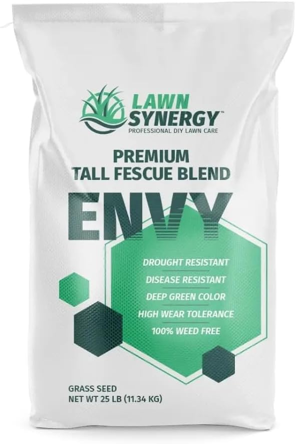 Envy Turf Type Tall Fescue Grass Seed (25 lbs.) - 100% Weed Free - Drought Tolerant - Disease Resistant - Dark Green Color Non-Returnable