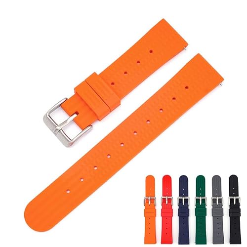 Seiko 22mm Rubber Band For Prospex SKX Divers Watches, Waffle Rubber Watch Strap - Orange