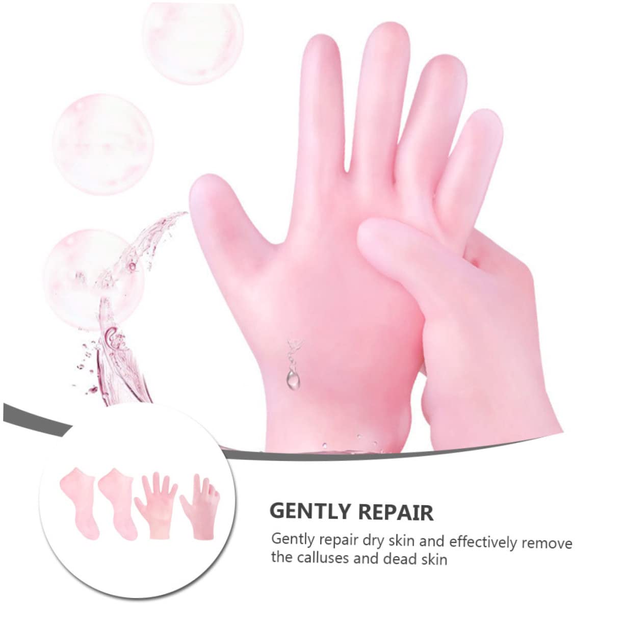 Didiseaon Skin-Softening Moisturizing Gloves Foot Socks Remover for Rough Skin Pink Set of 2