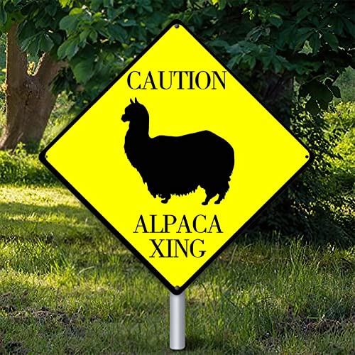 Plaque murale alpaga en forme de diamant jaune rétro en métal résistant pour cour et jardin