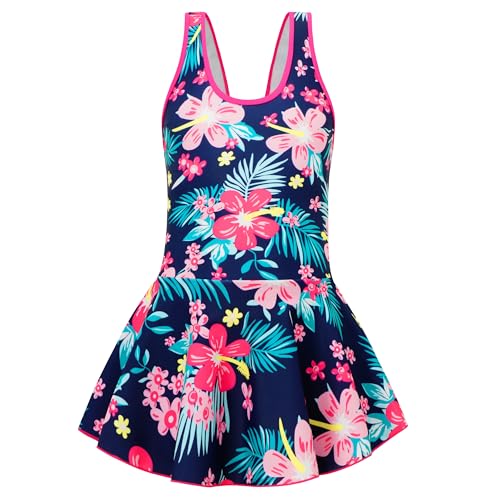 Image of Akokvlar Girl One Piece Swimsuit with Skirt Bathing Suit Swimwear 3-16Y