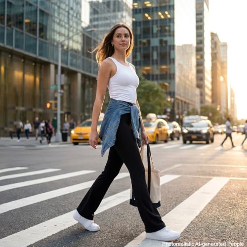 Image of HEGALY Women's Flare Yoga Pants - Crossover Flare Leggings Buttery Soft High Waisted Workout Casual Bootcut Pants