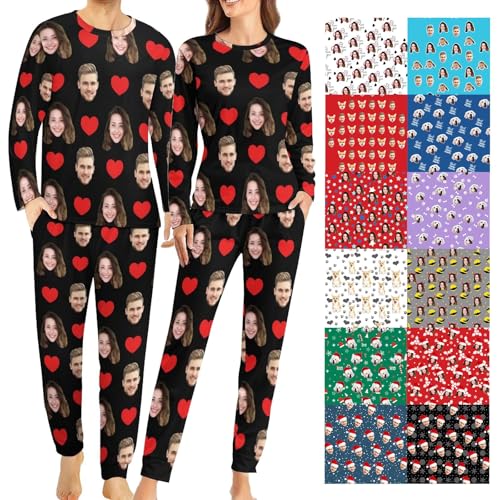 Gxbrtum Personalized Pajamas for Women Men, Custom Pajamas Set with Pet Face Photo for Family...