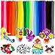 UNIANE 520 Stück Pfeifenreiniger zum Basteln, 400 Pfeifenputzer Chenilledraht Pfeifenputzer Bunt mit 120 Pfeifenputzer Zubehör Plüschbälle und Augen, Pipe Cleaner Set für DIY Basteln und Dekorationen