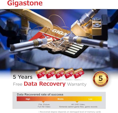 Image of 【5-Years Data Recovery】 GIGASTONE 128GB Micro SD Card, 4K Video Recording for GoPro, Action Camera, DJI, Drone, Nintendo-Switch, R /W up to 100 /50 MB /s MicroSDXC Memory Card UHS-I U3 A2 V30 C10