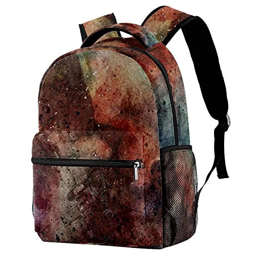 Sac à dos voyage campus aquarelle grunge résistant à l'eau avec porte-gourde