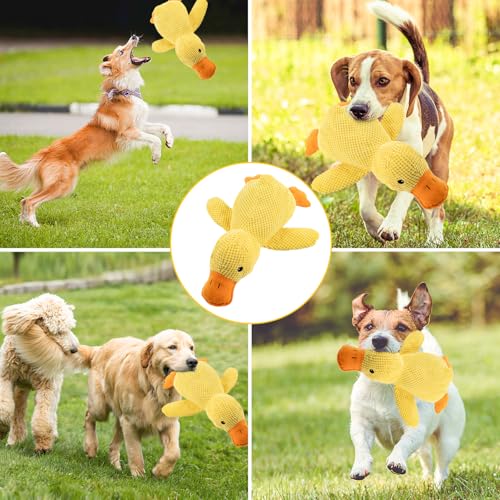 Ambolio Hundespielzeug Unzerstörbar, Gelb Anti Stress Ente für Hunde,Hund Kuscheltier, Unzerstörbares Quietschend, Plüsch-Kauspielzeug Klingendes Plüsch-Hundespielzeug Für Kleine