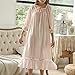 Lu's Chic Women's Victorian Nightgown 100 Cotton Pajama Dress Old Fashioned Sleeping Gowns Long Sleeve Sleepwear Loungewear Princess Cute Vintage Soft Lace Night Nightwear Dainty Luxury Pink Large
