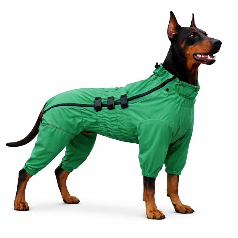 Dogs Waterproof Jacket, Lightweight Waterproof Jacket Reflective Safety Dog Raincoat Windproof Snow-proof Dog Vest for Small Medium Large Dogs Green XXL