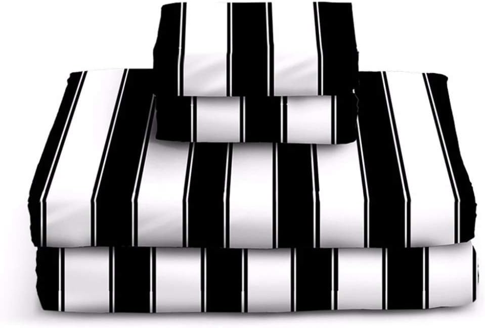Black and White Striped Sheets King Home & Kitchen