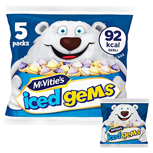 McVities Iced Gems Fruit Flavoured Biscuits Multipack 23 g (1 Pack of 5 Minibags)
