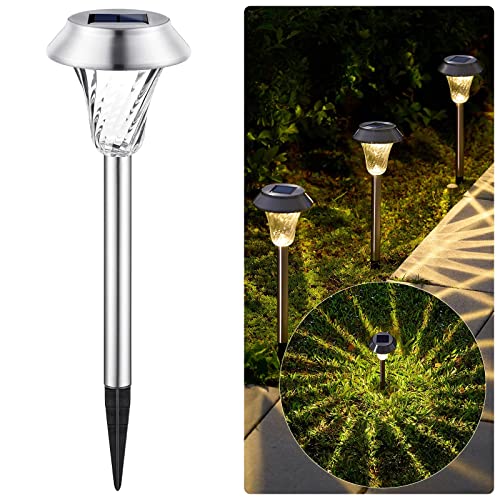 Brightown Solar Pathway Lights Outdoor - 8 Pack Garden Landscape Led Lighting Waterproof Walkway Solar Powered Auto On Off Super Bright Decorative Stainless Steel For Path Lawn Yard Patio (Grey) #TOP17