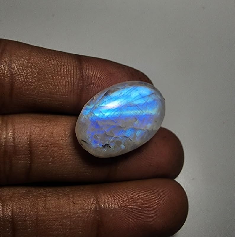 Pierre de lune naturelle arc-en-ciel cabochon ovale 26x17mm pour bijoux DIY - 3