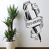 Vinyl-Wandaufkleber, Kunstaufkleber, Friseursalon, Werkzeuge, Schneiden, Fensterglas, Friseursalon, Friseursalon, 85 x 42 cm