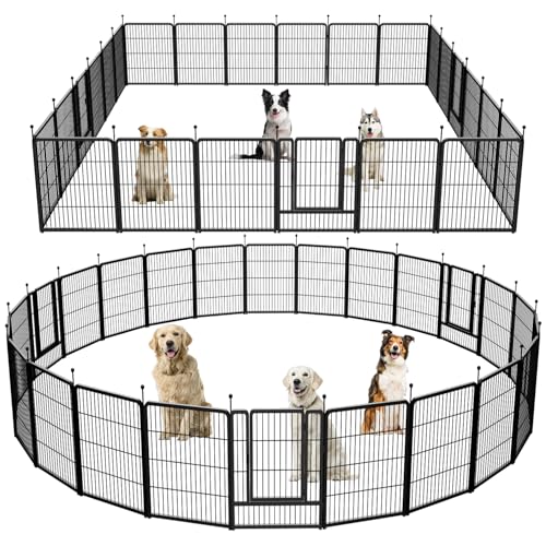 Image of Dog Playpen,Portable Outdoor Dog Fence, Dog Playpen for Large /Medium /Small Dogs, Dog Fences for The Yard,with Doors Foldable Metal (24 Panels, 45 inch)