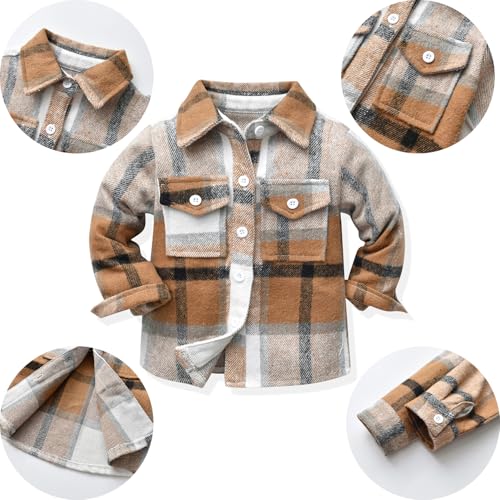 Little Flannels 2 Pack Toddler Baby Boys Plaid Flannel Shirts Jackets Long Sleeve Lapel Button Down Shirt Top Outfit2