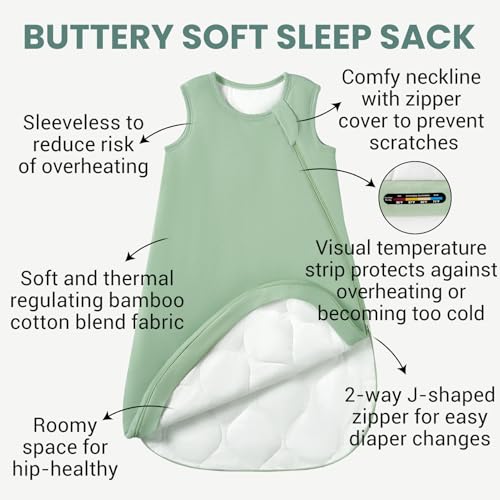Image of Baby Bamboo Sleep Sack, 70% Rayon Made from Bamboo 30% Cotton 1.0 TOG Infant Wearable Blanket