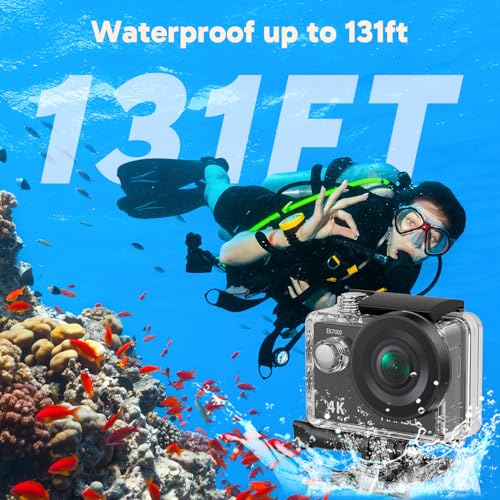 Image of AKASO EK7000 4K30FPS 20MP WiFi Action Camera with EIS Ultra HD 131FT Waterproof Underwater Camera Remote Control 4X Zoom Support External Microphone Black