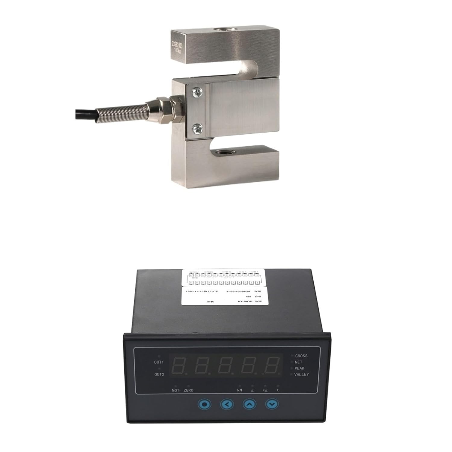 S-Type Load Cell Sensor with Indicator Display Test Tension and Compression Force Weight Pressure 5KG 10KG 20KG 30KG 50KG 100KG(50KG and Indicator)