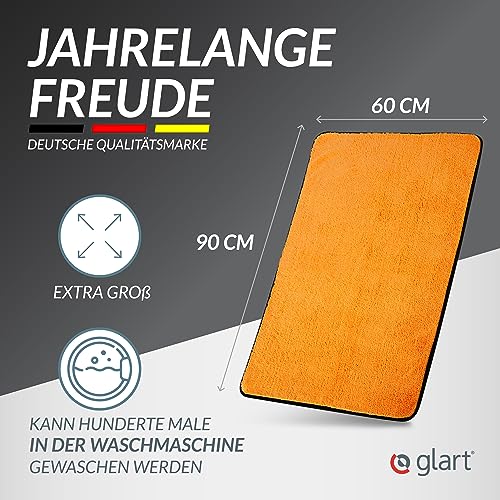 Glart 44WG Auto Trockentuch XXL 90x60 cm – Mikrofaser Poliertuch Orange – Großes Saug- und Reinigungstuch für Auto, Motorrad, Boot, Haushalt – weich, lackschonend, fusselfrei, waschmaschinenfest