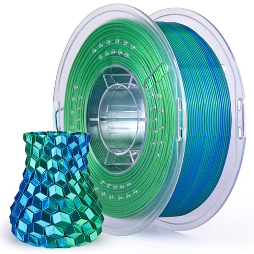 Image of ELEGOO Silk PLA Filament 1.75mm Dual Color Blue Green 1KG, Shiny 3D Printer Filament Dimensional Accuracy + /- 0.05mm, 1kg Spool(2.2lbs) Fits for Most FDM 3D Printers