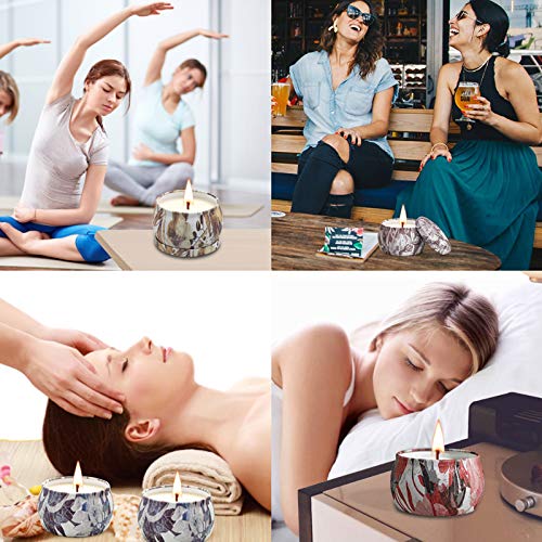 Birthday Gifts for Women Aromatherapy Candles 4 Pack 120 Hours Long Lasting Scented Candles Set for Women Gifts Soy Wax Candles for Home Decor Fragrances Portable Tins Candles Party Valentines Day - Thumbnail 4