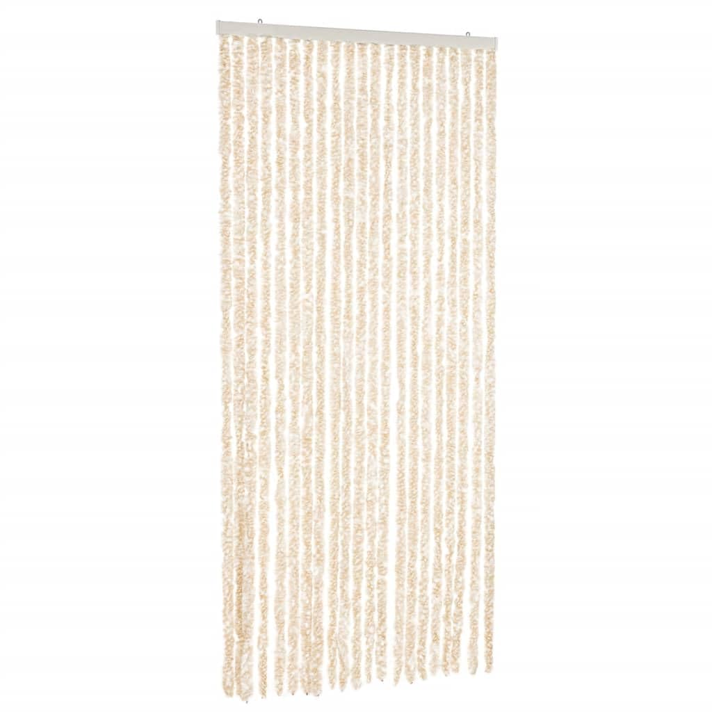 Vidaxl Fly Curtain Beige And White 90X200 Cm Chenille, Cream