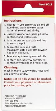 Acu-Life Pill Crusher and Grinder with Storage Compartment, Red | Safely Crushes Pills, Vitamins, Tablets, Accurate and Easy to Use, BPA Free