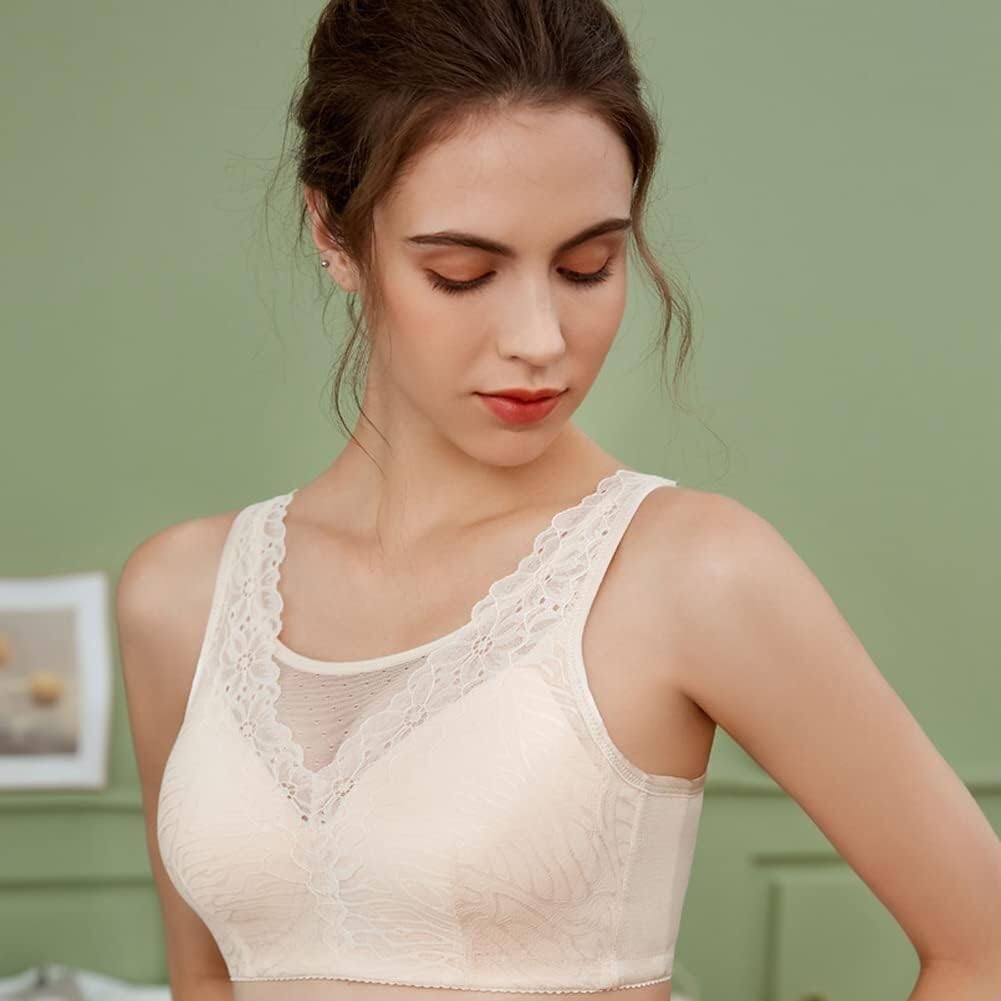 Mastektomie-BH In Übergröße Mit Taschen Komfortabler Post-OP-BH Für Damen Sexy Spitzen-Bra Ohne Bügel Für Brustprothesen(Light Pink,D_40/90)