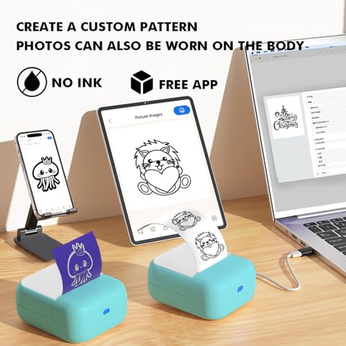 Image of 3-in-1 Tattoo Stencil Printer & Label Maker - Portable Wireless Thermal Inkless Sticker Printer for iOS Android