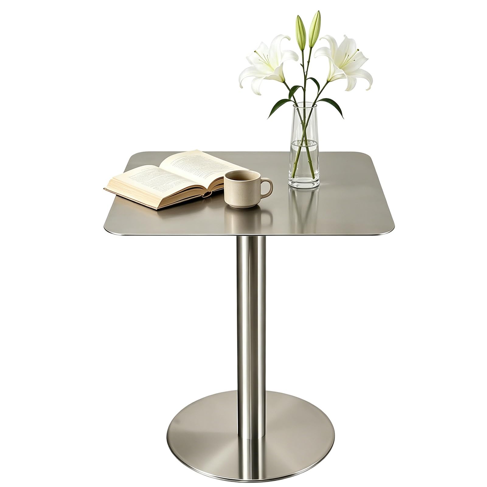 Table haute en acier inoxydable carrée de 105cm de hauteur pour table basse de salon