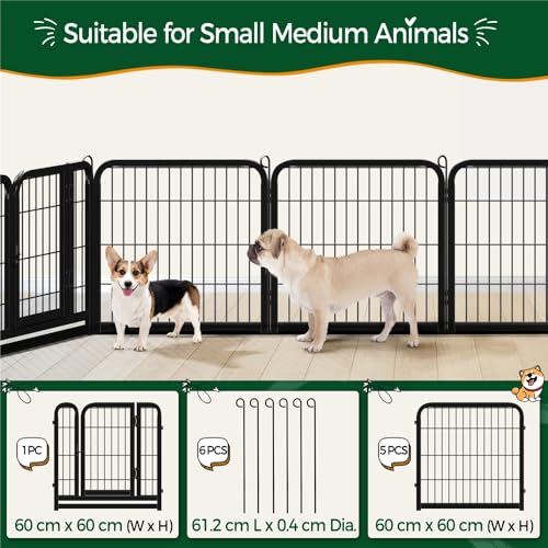 Yaheetech Welpenlaufstall 60cm hoch, 6-teiliger Faltbarer Welpenauslauf, Automatische Verriegelung, DIY Hundepark für drinnen und draußen, werkzeugfreie Montage